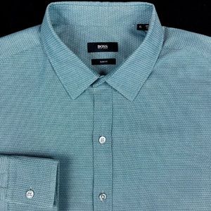 HUGO BOSS Mens Metallic Green Micro Circle Button